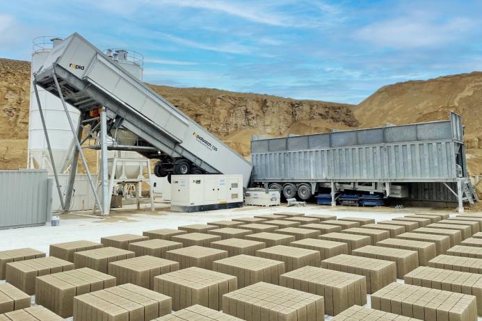 The concrete block-manufacturing business began operating in September 2022 after taking delivery of the Rapidbatch 120 mobile batching plant