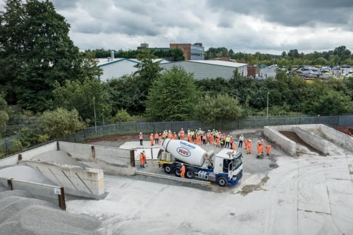 The low-carbon concrete demonstration took place at Aggregate Industries’ SRM Concrete site in Paston Road, Wythenshawe