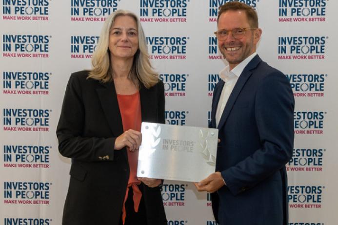 Tina Greenhill, business improvement director at Jet Plant, collects the prestigious Investors in People Award 