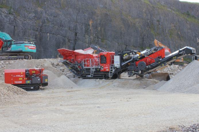 Finlay’s electric I-120RS mobile impact crusher and TG500 generator set
