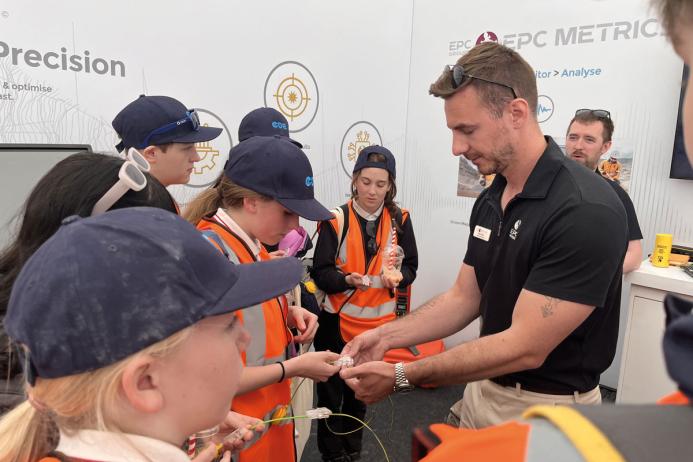 Students get some hands-on experience on the EPC-UK stand