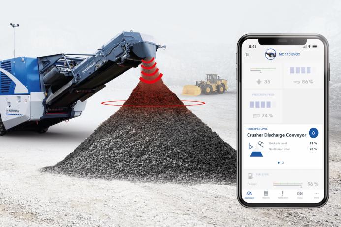 Stockpile monitoring in SPECTIVE CONNECT from Kleemann allows processes on the work site to be optimized and prevents downtime