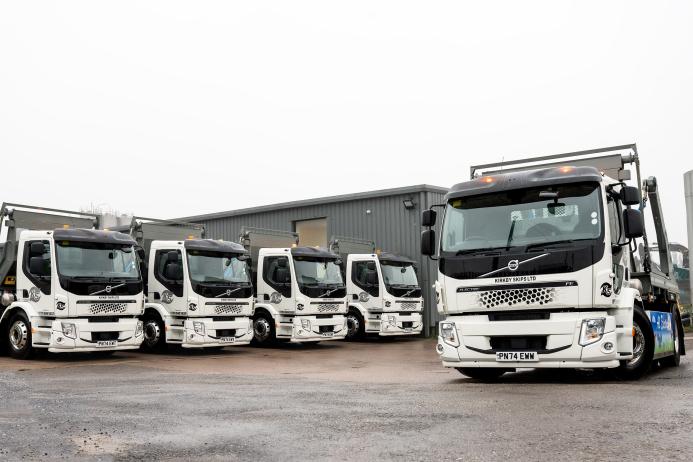 Kirkby Skips have taken delivery of five new Volvo FE Electric 4x2 rigids