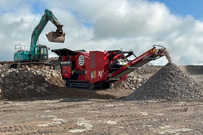 The new and updated Screencore XJ Dual-Power tracked jaw crusher