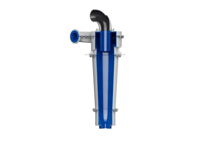 The new MHC CB hydrocyclone is designed for superior particle separation with increased unit capacity and coarser cut sizes while minimizing the fines bypass