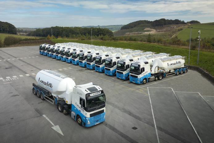 Aerial view of Longcliffe’s new fleet of Volvos