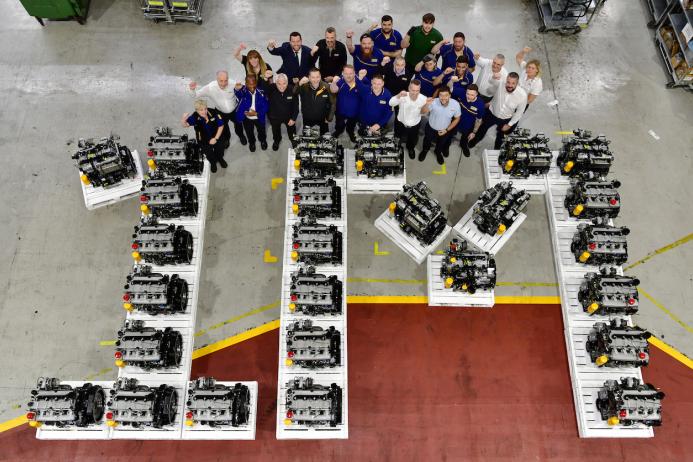 Employees at JCB Power Systems in Foston, Derbyshire, celebrate the production of JCB’s one-millionth engine