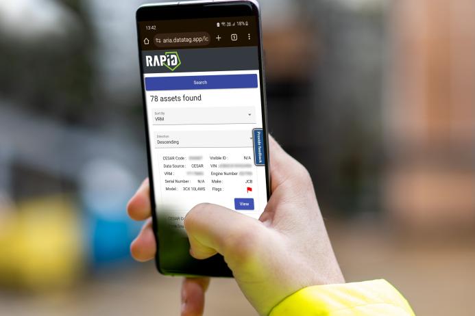 RAPID allows police officers to access the CESAR Database of more than 650,000 registered assets directly from their smartphones