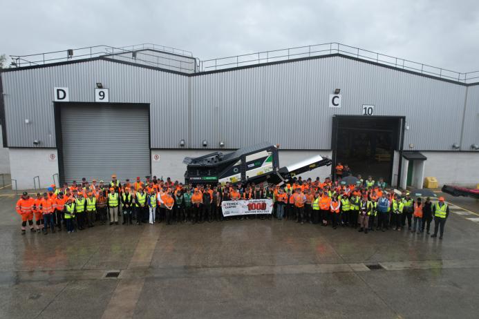 Terex Campsie team celebrating the production of its 1,000th machine 