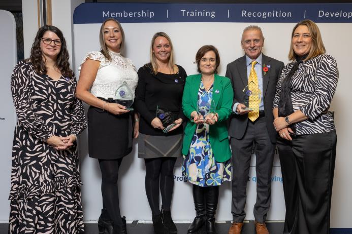 L-R: Hannah Higley, future careers manager, Minerals Matter; Linzi McDade, Breedon Group; Steph Kendrick, Aggregate Industries; Ethel Diamond, Heidelberg Materials UK; Ian Cross, Minerals Matter ambassador; Lisa Saunders, Minerals Matter consultant