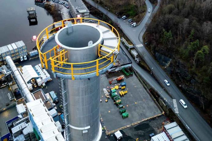Part of the carbon capture facility at the Heidelberg Materials plant in Brevik