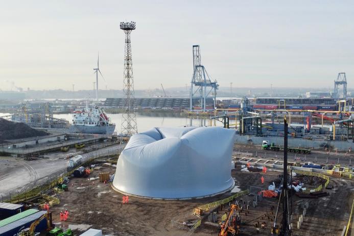The dome silo airform being inflated