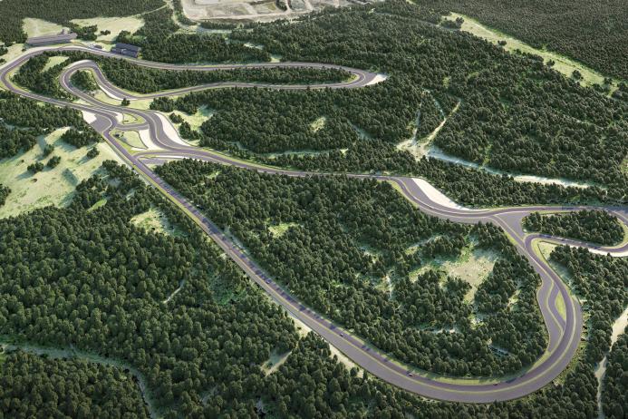 Computer-generated image of Black Rock Motor Resort’s 5.4km high-speed circuit