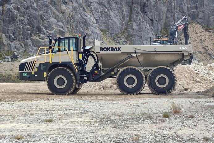 A Rokbak RA40 hauler operating in a quarry environment
