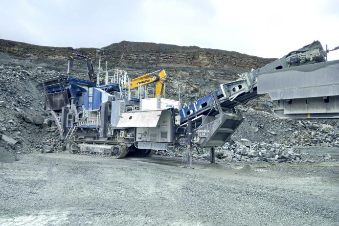 One of the new Jonsson L130 jaw crushers being put through its paces Kilsaran’s quarry in Gallstown, Co. Meath