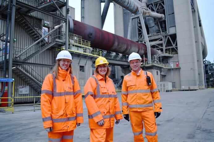 L-R: Diana Casey, MPA executive director for energy and climate change; Sarah Jones MP; and Phil Baynes Clarke, director of operations and technology, Cemex UK Cement 