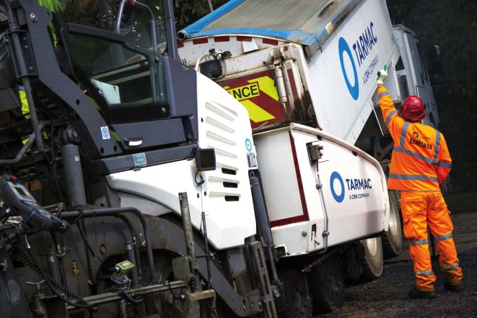 Tarmac delivering asphalt