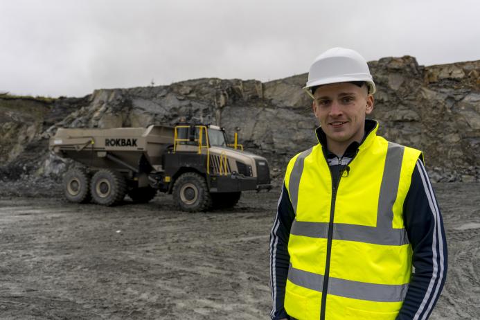 Loughran Rock ADT operator Cathal Devlin in front of the RA30