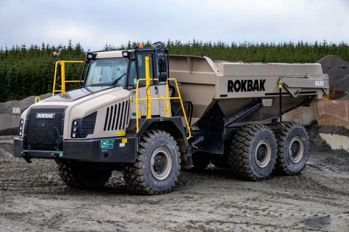 The truck is used to transport materials to the main crusher and fill up concrete bins