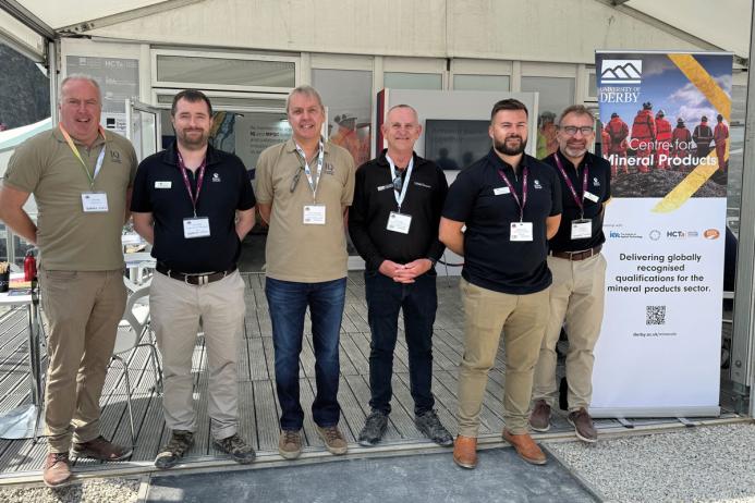 The blasting diploma team at Hillhead 2024: (L-R) James Thorne, Dr Geoff Adderley, Julian Smallshaw, Chris Rowan, Dan Richards, and Ben Williams