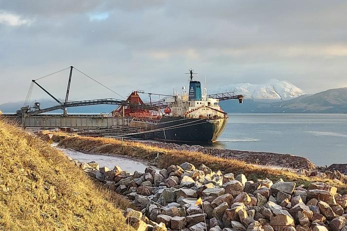 ‘MV Yeoman Bank’ being loaded with the 200 millionth tonne of granite 