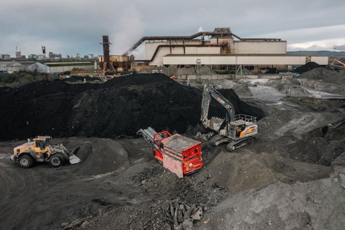 The steel slag operations at the Celsa steelworks in Cardiff