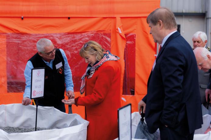 Lady Dannatt taking a closer look at O.C.O’s pioneering carbon-negative aggregate