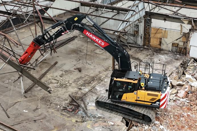 Hawkes Demolition’s new Hyundai HX220AL excavator in operation