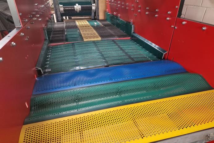 A variety of Remascreen custom screen coverings made from elastomeric materials