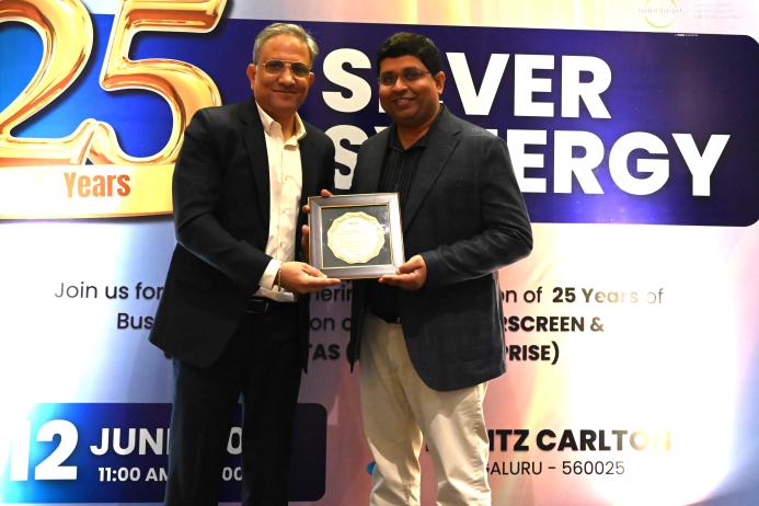 Sharad Thussu, vice-president and head - MCE at Voltas UMPESL, with Jaideep Shekhar, vice-president, Asia and EMEAR, at Terex MP, at the 25th anniversary event
