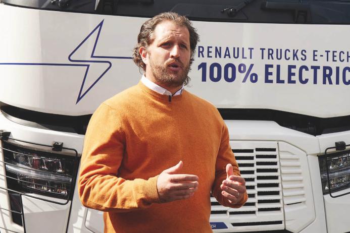 Alex Williams, Renault Trucks’ head of brand and communications during production of 'Zeroing In', a new video series supporting operators as part of the brand’s wider commitment to sustainable, decarbonized transport 