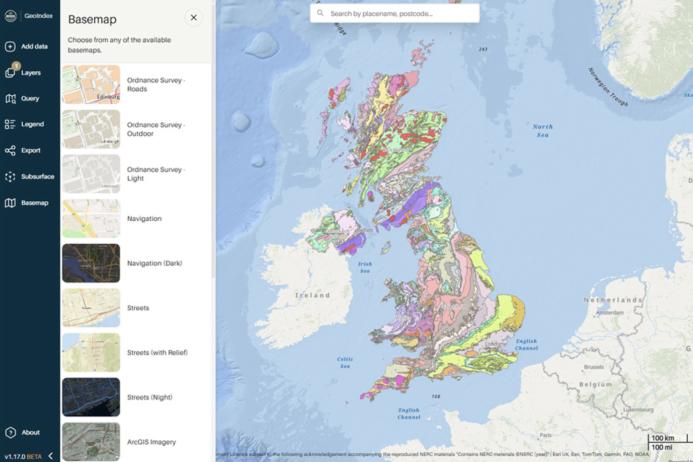 BGS GeoIndex v1.17.0 Beta user interface. Image: BGS UKRI