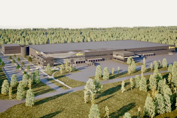 An illustration of the new distribution facility, in the Pilängen area of Örebro, Sweden