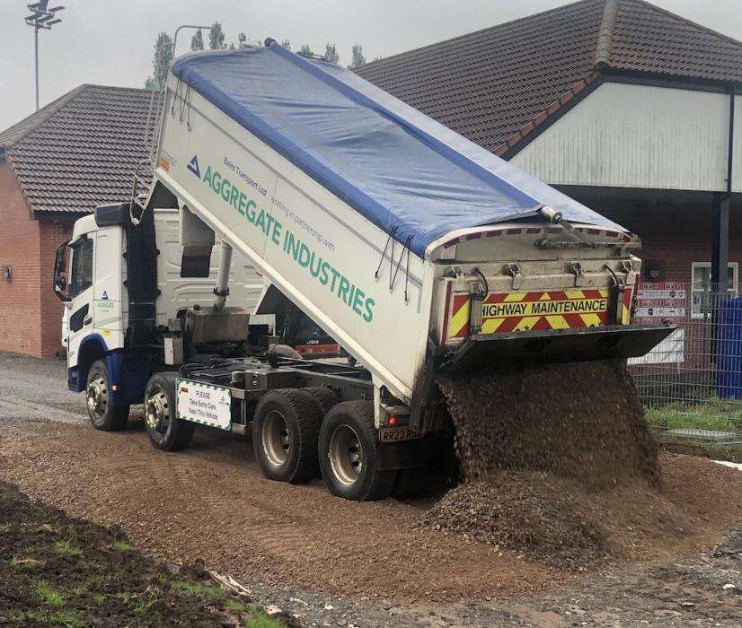 Aggregate Industries donated 260 tonnes of Type 1 aggregate to extend the club’s car park