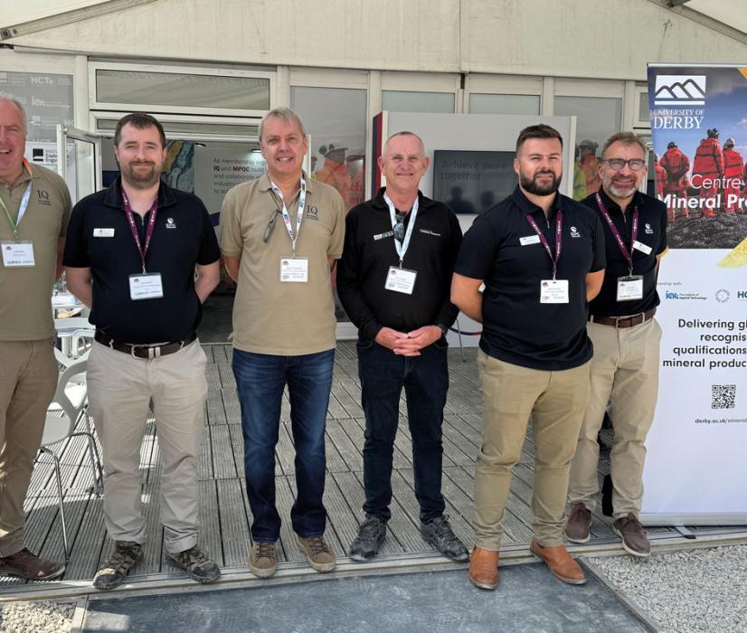 Blasting diploma team (L–R): James Thorne, Institute of Quarrying and Mineral Products Qualifications Council; Geoff Adderley, EPC-UK; Julian Smallshaw, Institute of Quarrying; Chris Rowan, University of Derby; Dan Richards, EPC-UK; and Ben Williams, EPC-UK