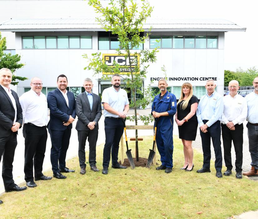 Ten employees with a combined service of more than 200 years planted a commemorative tree to mark JCB Power Systems’ 20th birthday