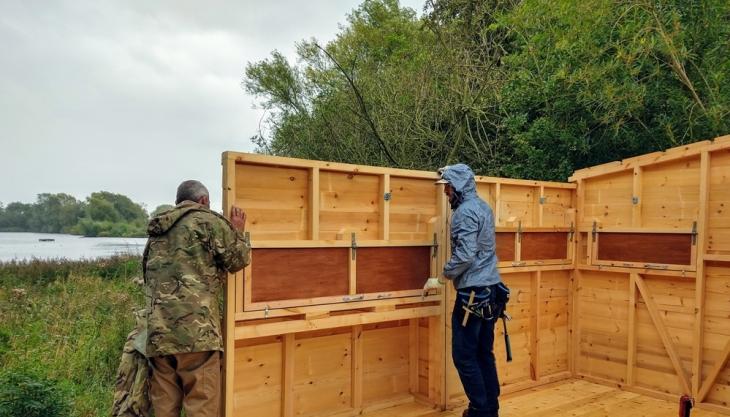 Construction of the new accessible bird hide at Whelford Pools Bird hide