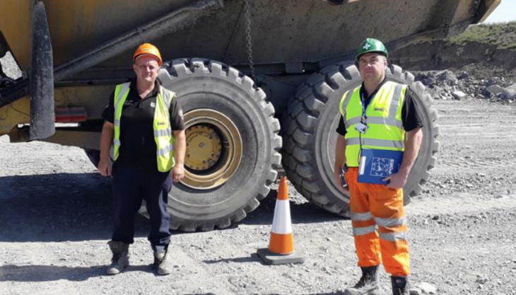 L-R: Plant operator Andrew Scott with trainer Ewan Cowie at Shotton surface mine Banks Mining