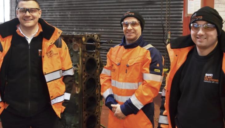 L-R: Stephen Banks, business development manager at Banks Plant Solutions, with field service engineers Eddie Surtees and Daniel Guest Banks Plant Solutions