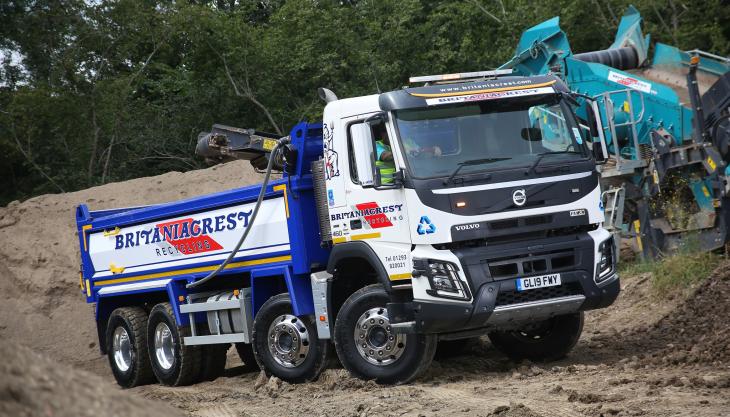 Britaniacrest Reycling's Volvo tipper in operation Britaniacrest Reycling's Volvo tipper in operation