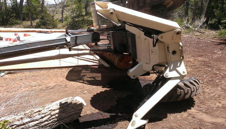 Fallen telehandler