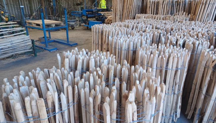 Fencing ready for collection at the Torry Hill factory Fencing