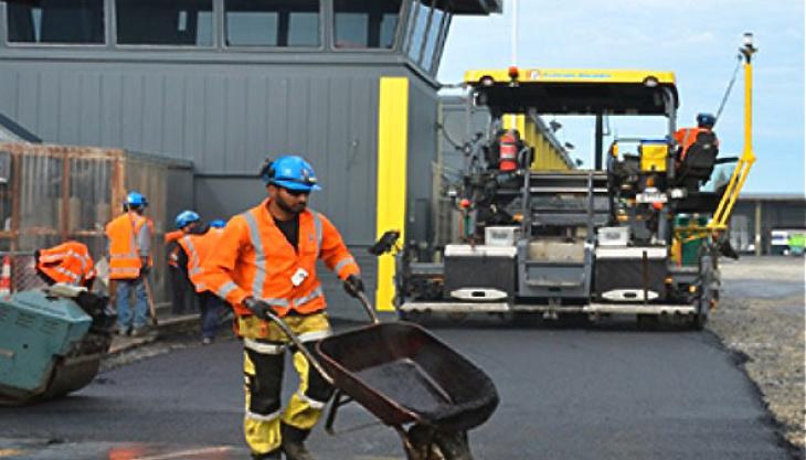 Fulton Hogan conduct large-scale trial at Christchurch Airport using 3,100 used plastic oil containers Plastiasphalt trial