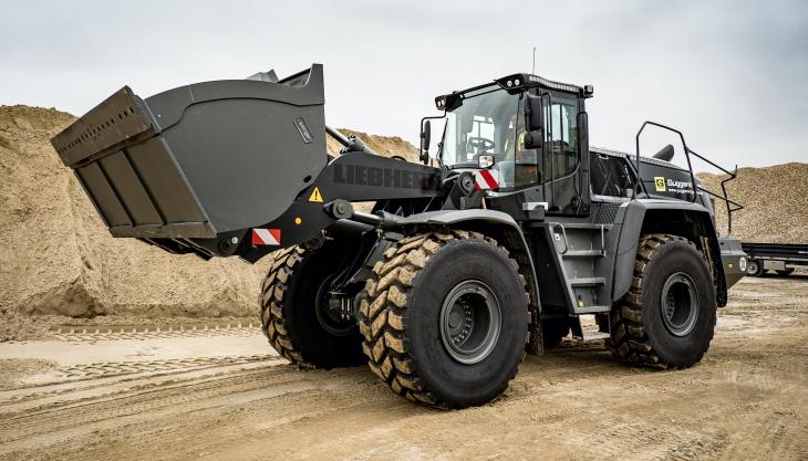 One of Guggenberger’s two new Liebherr L 566 XPower wheel loaders with special anthracite black paintwork Liebherr L566 XPower wheel loader