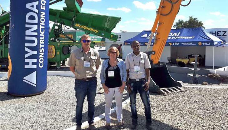 L-R: Richard Whittemore, Marie Langham and Isaac Chobela at CAMINEX 2018 McCloskey International
