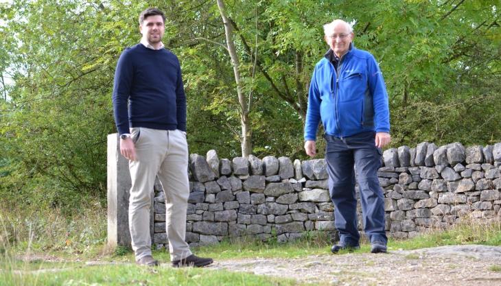 L-R: Tarmac’s Sam Jackson with Peter Jones of the National Stone Centre Geo-Trail