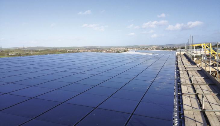 Roof-mounted solar PV system