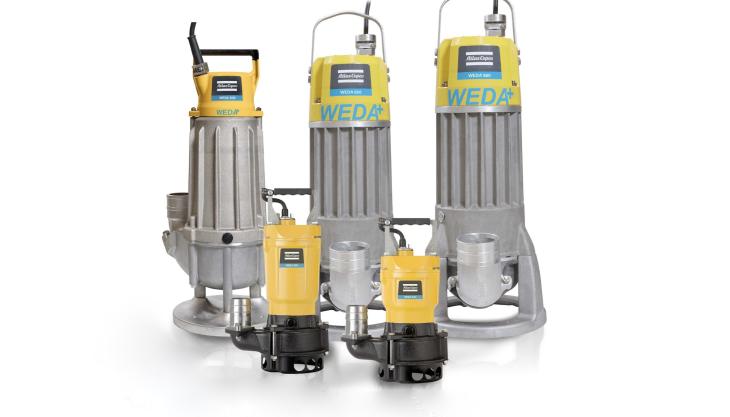 Atlas Copco's WEDA sludge pump range with the new S50 model in the middle WEDA sludge pumps