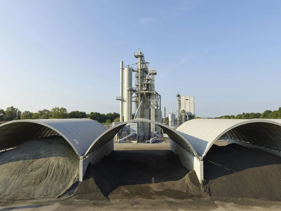 Dry storage of virgin and reclaimed materials saves a large amount of fuel and, therefore, CO2 during drying and heating