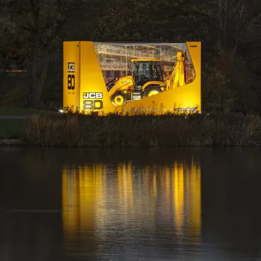 The special ‘Backhoe in a Box’ has been unveiled as part of JCB’s 80th anniversary celebrations